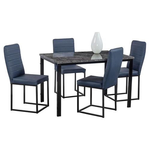 Comedor Laos Azul 4 Sillas Tubular Cubierta Laminada