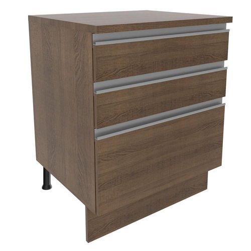 Gabinete bajo de Cocina Madesa Glamy 60 cm 3 Cajones Marron