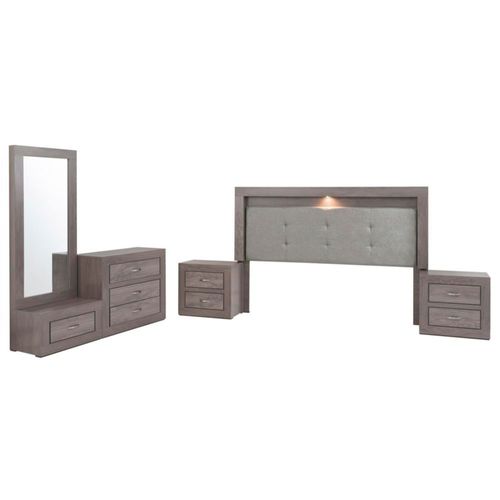 Recamara Aurora King Size 5 piezas - Gris