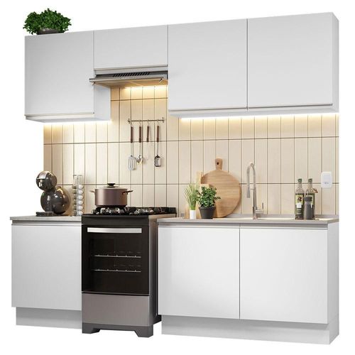 Mueble de Cocina Integral 240 cm Glamy Madesa 09 Blanco