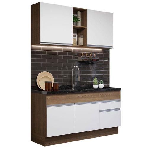 Cocina Integral 150cm Glamy Madesa 02 Marron/Blanco