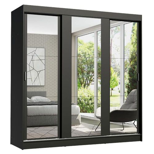 Ropero Madesa Reno 3 Puertas Corredizas con 3 Espejos Negro