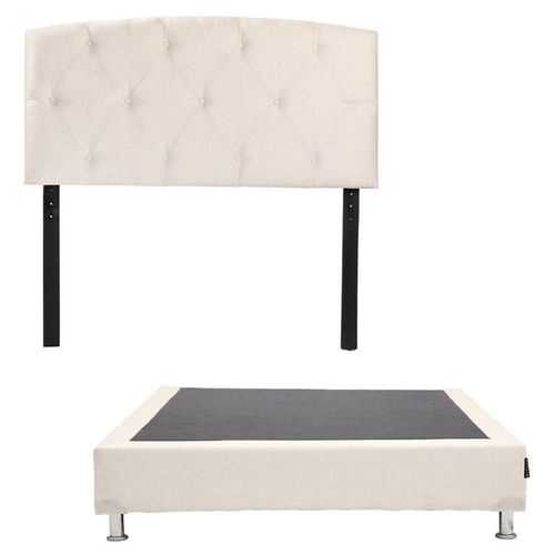 Cabecera Matrimonial Dicasa Sigma Beige + Box Dolum Beige Claro RGH