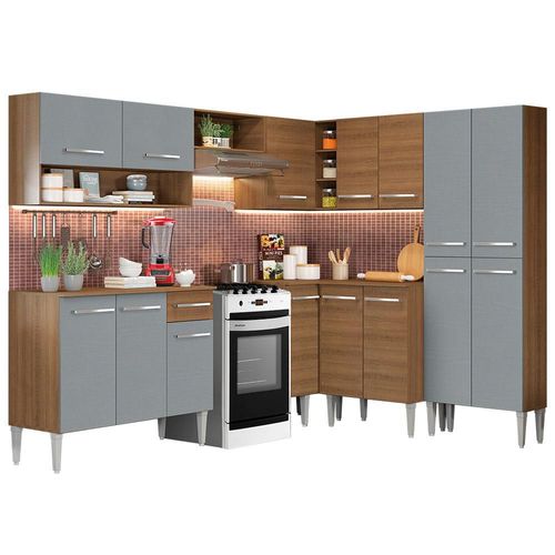 Cocina Integral 417 cm Emilly Ice Marrón Gris Madesa