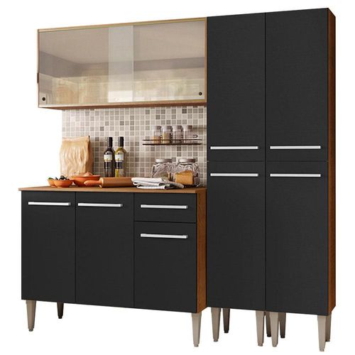 Cocina Integral 169cm Emilly Fly Madesa 05 Marron/Negro