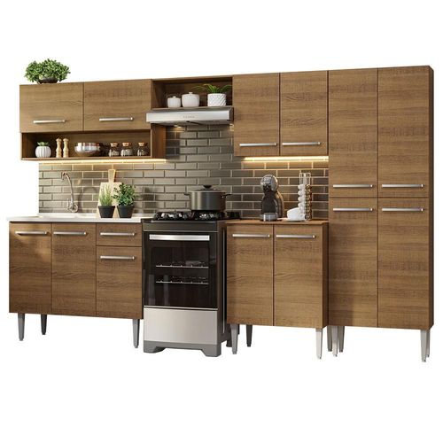 Cocina Integral 293cm Con Fregadero Emilly Madesa 09 Marron