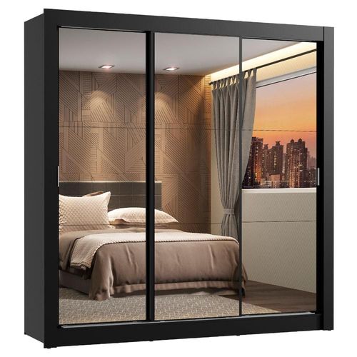 Ropero Madesa Lyon 3 Puertas Corredizas con 3 Espejos Negro