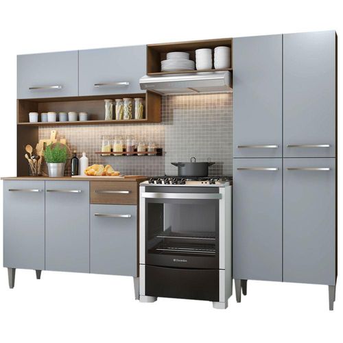 Cocina Integral 229 cm Emilly Pop Marrón Gris Madesa