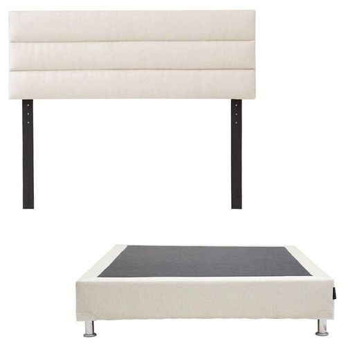 Cabecera Individual Dicasa Logan Beige Claro + Box Dicasa Dolum RGH