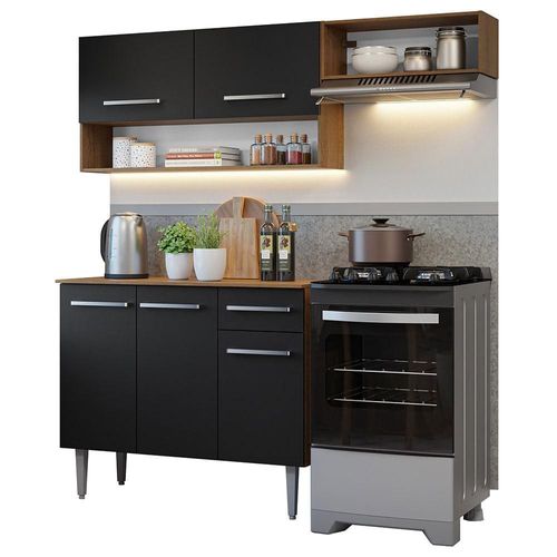 Cocina Compacta 165cm Marrón Negro Emilly Madesa 07