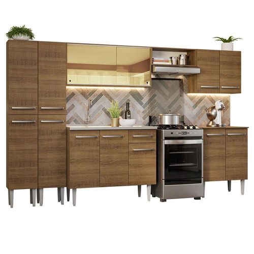 Cocina Integral 293 cm Con Fregadero Emilly Madesa 07 Marron