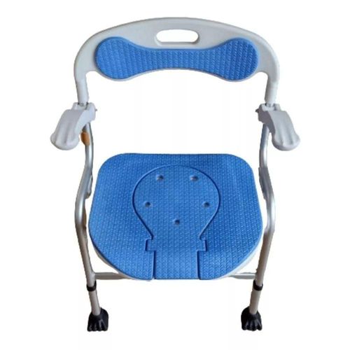 Silla Comodo Ducha Aluminio Descansabrazos De Lujo Azul Eko