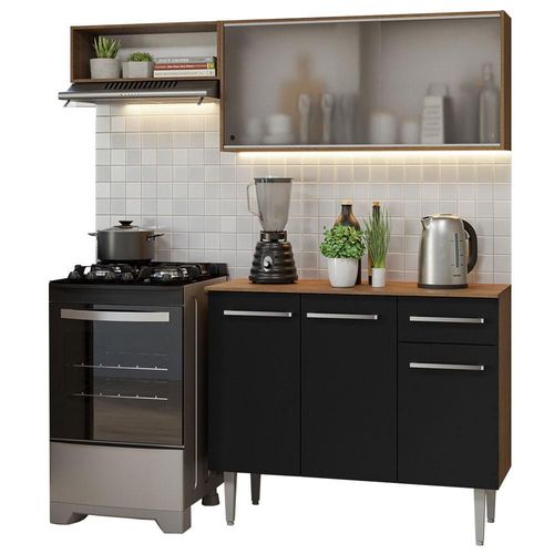 Cocina Compacta 165 cm Emilly Marrón Negro Madesa 03