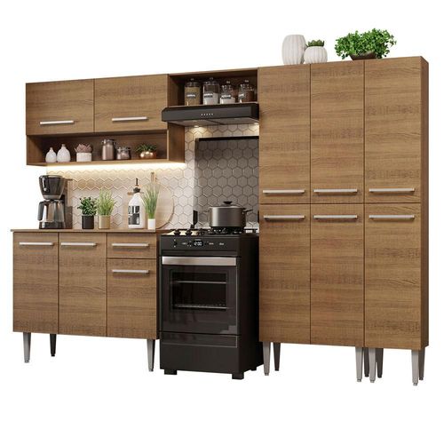 Armario Cocina Completo 261cm Emilly Madesa Marron