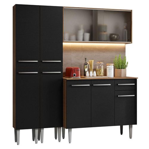 Cocina Compacta 169 cm Emilly Marrón Negro Madesa 10
