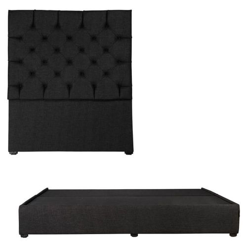 Cabecera King Size Dicasa Capri Negro + Base Cama Belt Negro RGH