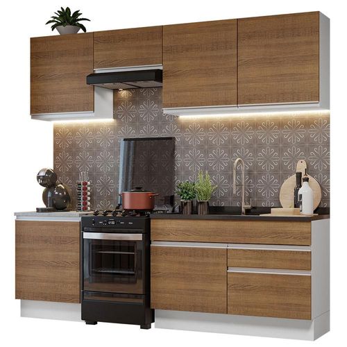 Mueble de Cocina Integral Madesa 08 Glamy 240cm Blanco/Marron