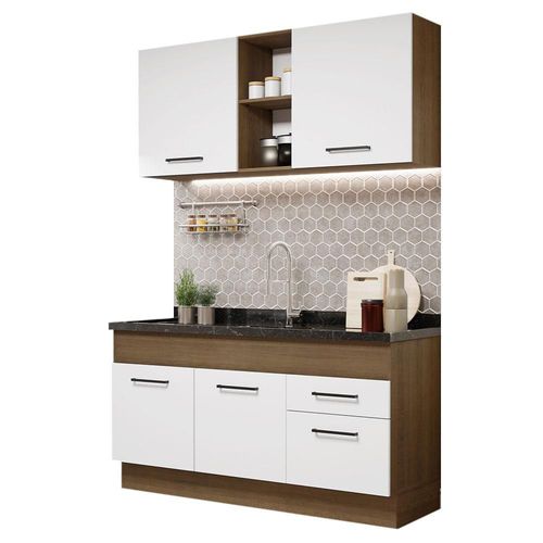 Cocina Integral 150cm Agata Madesa 02 Marron/Blanco