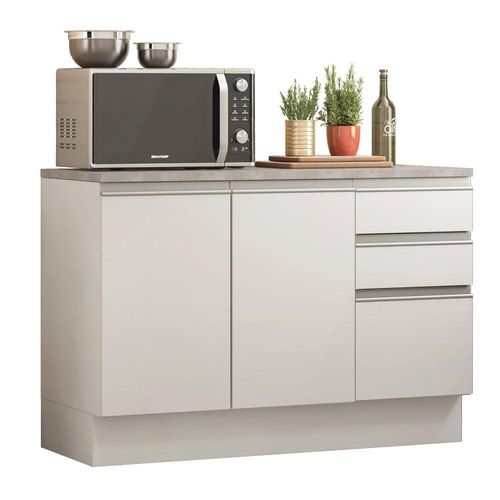 Mueble De Cocina 2 Puertas 3 Cajones 120cm Glamy Madesa Blanco