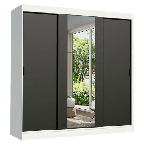 Ropero Madesa Reno 3 Puertas Corredizas con 1 Espejo Blanco/Negro