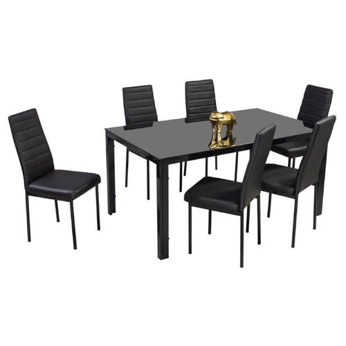 Comedor Troya 6 Sillas Tubular Negro