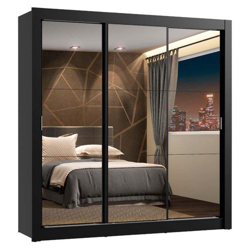 Ropero Madesa Lyon Plus 3 Puertas con 3 Espejos Negro
