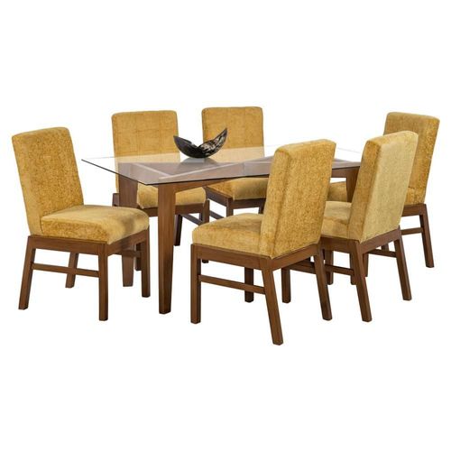 Comedor Luisiana Mostaza 6 Sillas y Cubierta Cristal