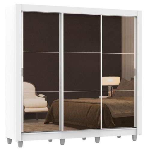 Ropero Madesa Lyon 3 Puertas con 3 Espejos con Pies Blanco