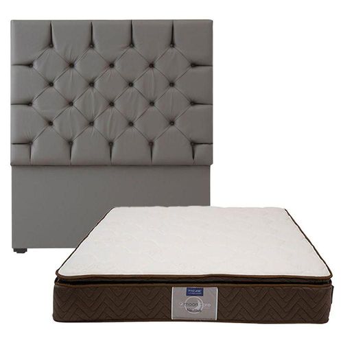 Cabecera Queen Size Dicasa Calgary Gris+ Colchón Restonic Nautilus RGH