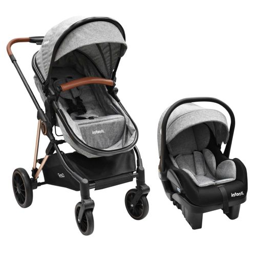 Carriola Con Portabebé Infanti Ana Plegado Compacto Gris
