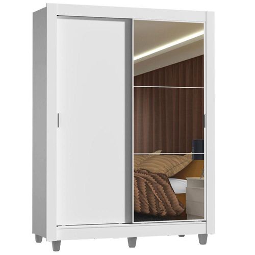 Ropero Madesa Denver 2 Puertas Corredizas Espejo y Pies Blanco