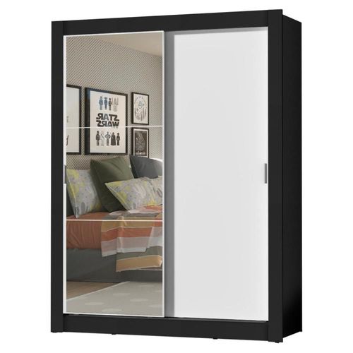 Ropero Madesa Dallas Plus 2 Puertas con Espejo 4 Cajones Negro/Blanco