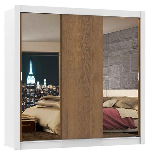 Ropero Madesa Lyon 3 Puertas Corredizas con 2 Espejos 2 Cajones B/M