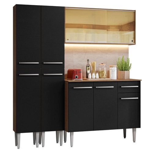 Cocina Compacta 169 cm Emilly Marrón Negro Madesa 09