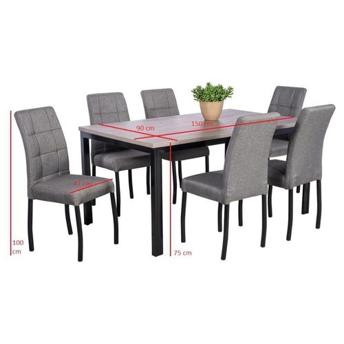 Comedor Adra Gris 6 Sillas Tubular