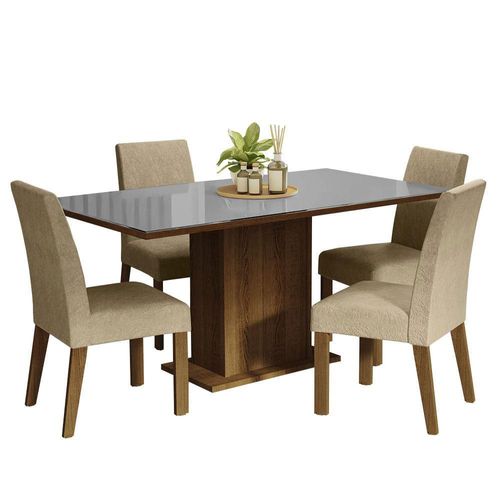 Juego de Comedor Avril Madesa Mesa Tablero de Vidrio y 4 Sillas MGI