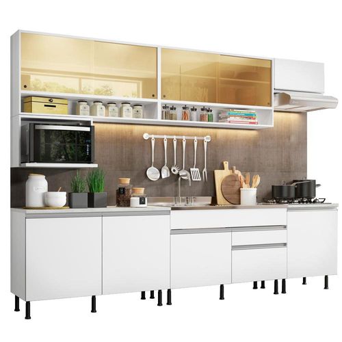Mueble de Cocina Integral Verona Madesa 300cm 01 Blanco