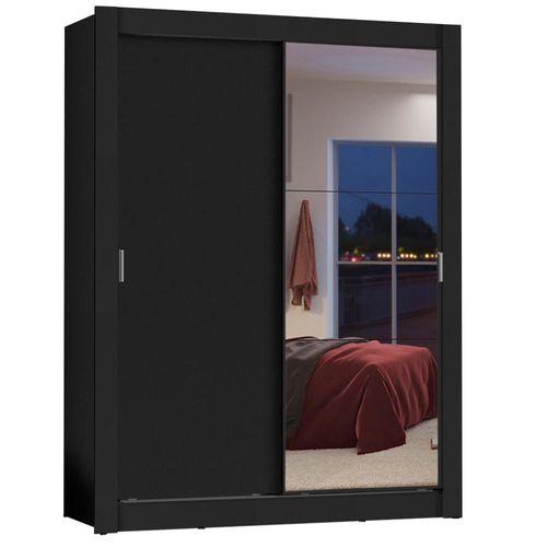 Ropero Madesa Dallas 2 Puertas Corredizas con Espejo 2 Cajones Negro