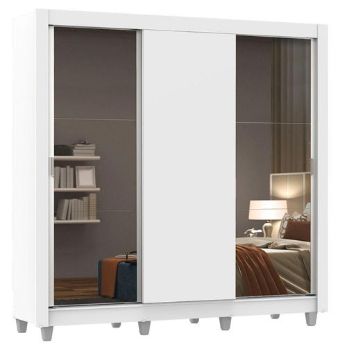 Ropero Madesa Monaco 3 Puertas con 2 Espejos con Pies Blanco