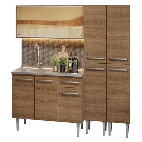 Cocina Compacta 169 cm con Fregadero Emilly Marrón Madesa 12