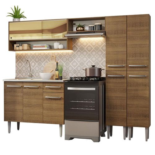 Cocina Integral 229cm Con Fregadero Emilly Madesa 11 Marron