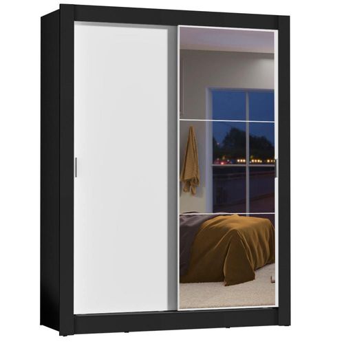 Ropero Madesa Dallas 2 Puertas con Espejo 2 Cajones Negro/Blanco