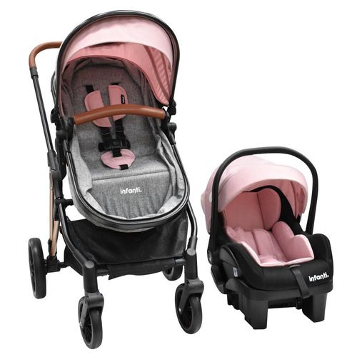 Carriola Con Portabebé Infanti Ana Plegado Compacto Rosa