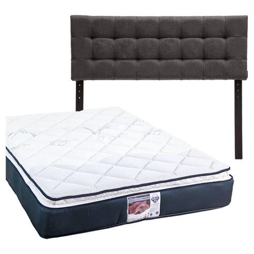 Cabecera Matrimonial Dicasa Catania Gris C + Colchón Spring Mónaco RGH