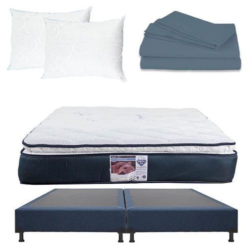 Colchón King Size Spring Air Mónaco + Box + Sábanas + 2 Almohadas CZD
