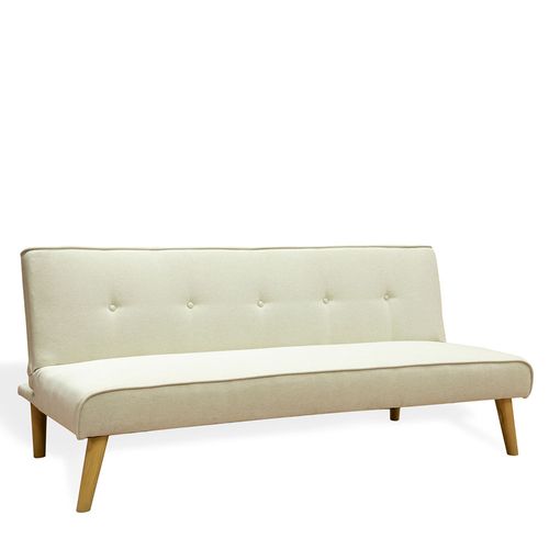 Sofá Cama Ilios Innova Hecho de Madera Tapizado en Lino (Beige)