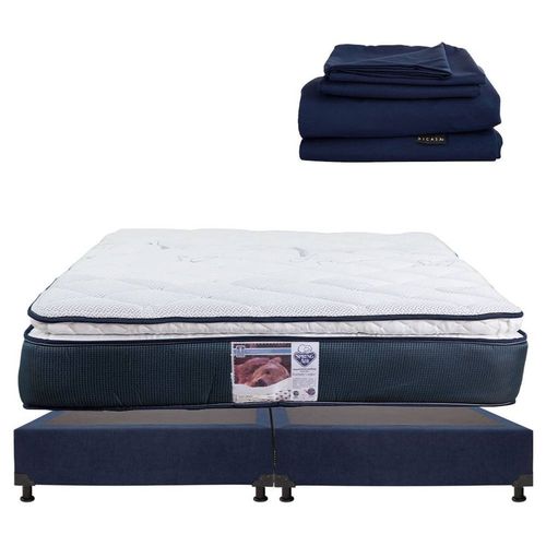 Colchón King Size Spring Air Mónaco + Box + Sábanas Softy CZD
