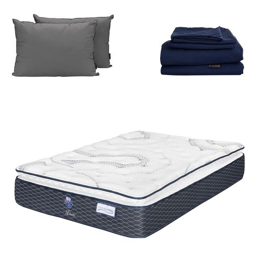 Colchón Matrimonial Dover + Almohadas 2 Pack + Sábanas Softy CZD