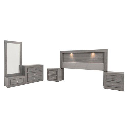 Recámara Valentina King Size 5 piezas Gris