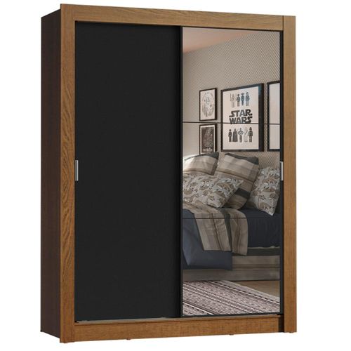 Ropero Madesa Denver 2 Puertas Corredizas con Espejo Marrón/Negro